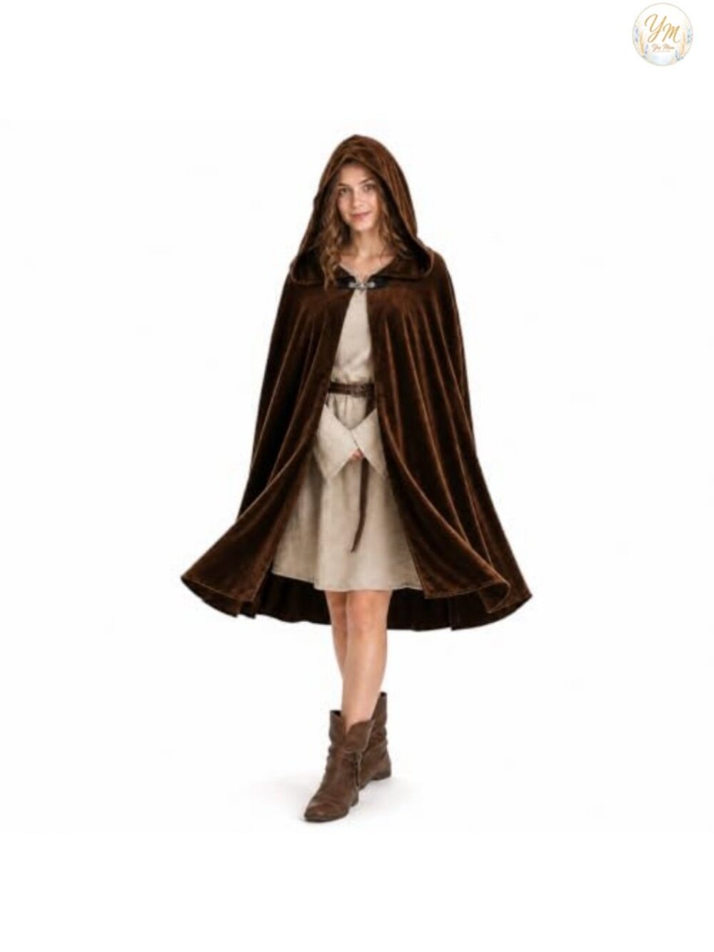 Velvet Hooded Cloak Cape Short Halloween Costume Adult